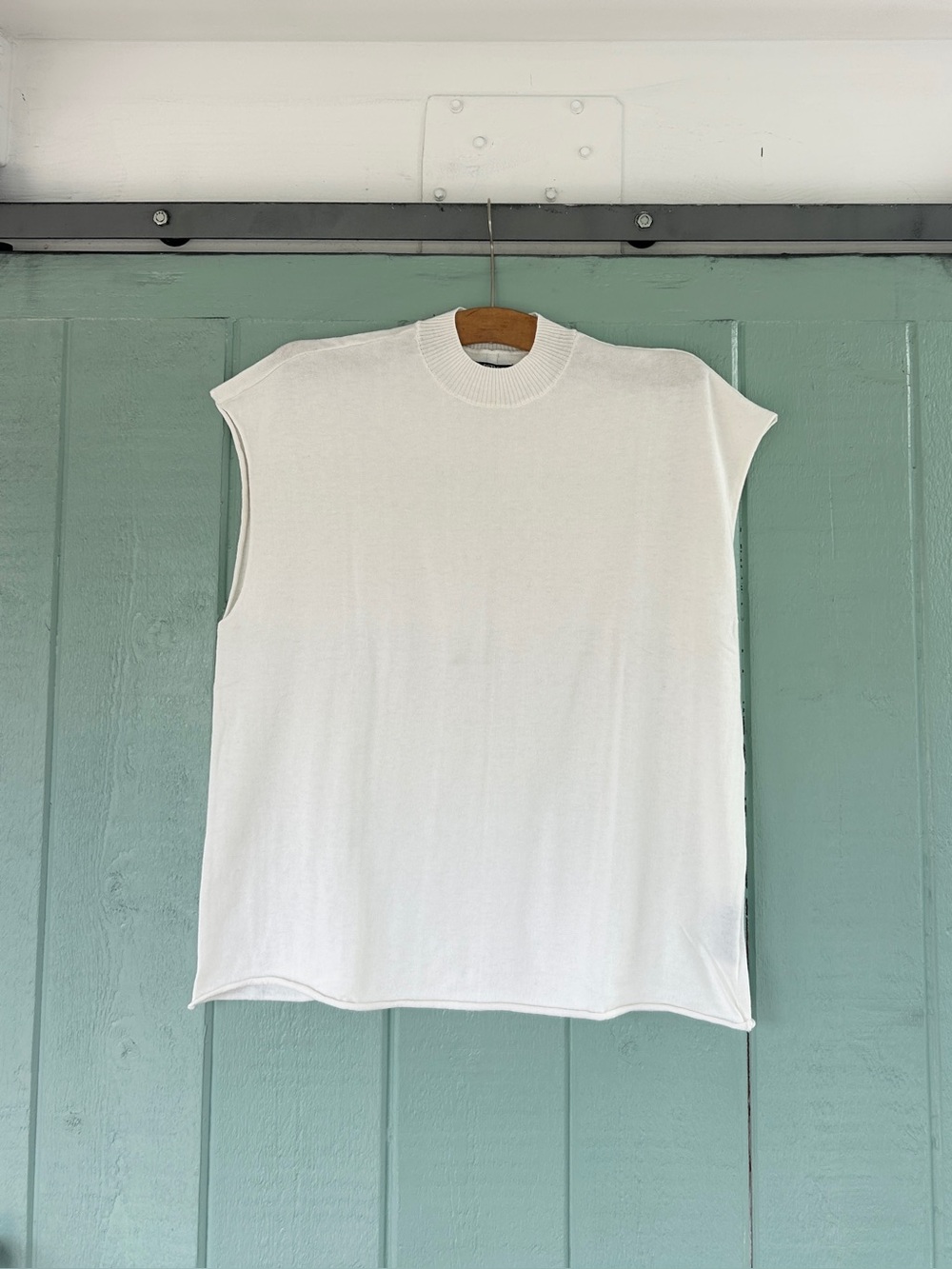 $148 DSTLD Cashmere Cotton White Boxy Sweater Shirt Small Womens
